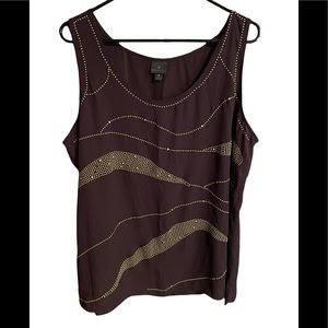 Worthington Purple Tank Top with Gold Stud Wave Detail